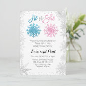 Silver Snowflakes Winter onthullen uitnodiging voo (Staand voorkant)