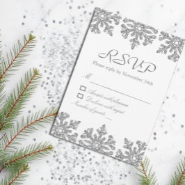 Silver Snowflakes Winter Sweet Sixteen RSVP Kaartje