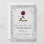 Silver Snowflakes Winter Wedding Beauty Roos Dome Kaart (Voorkant)