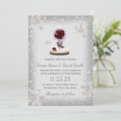 Silver Snowflakes Winter Wedding Beauty Roos Dome Kaart (Staand voorkant)