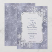 Silver Snowflakes Winter Wedding Kaart (Voorkant / Achterkant)