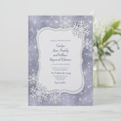 Silver Snowflakes Winter Wedding Kaart (Staand voorkant)