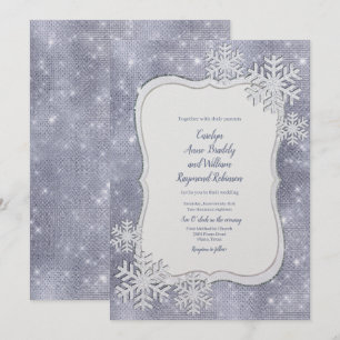 Silver Snowflakes Winter Wedding Kaart