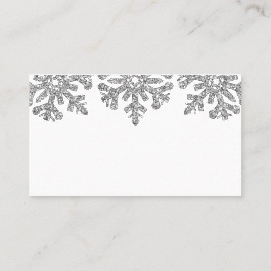 Silver Snowflakes Winter Weduwgoedkaart Plaatskaartje (Achterkant)