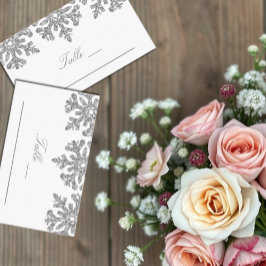 Silver Snowflakes Winter Weduwgoedkaart Plaatskaartje