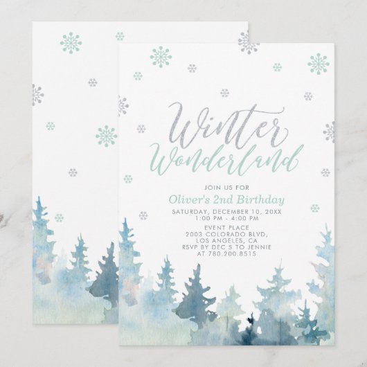 Silver Snowflakes Winter Wonderland 2e verjaardag Kaart (Voorkant / Achterkant)