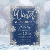Silver Snowflakes Winter Wonderland Baby shower Kaart