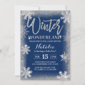 Silver Snowflakes Winter Wonderland Baby shower Kaart (Voorkant)