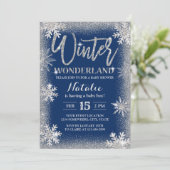 Silver Snowflakes Winter Wonderland Baby shower Kaart (Staand voorkant)