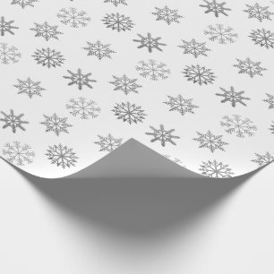 Silver Snowflakes Wit Ornament inpakpapier