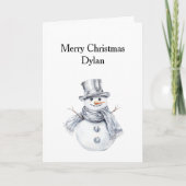 Silver Snowman Christmas Kaart (Voorkant)