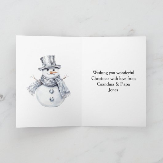 Silver Snowman Christmas Kaart (Binnen)
