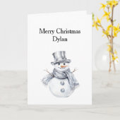Silver Snowman Christmas Kaart (Gele Bloem)