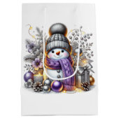 Silver Snowman Medium Cadeauzakje (Achterkant)