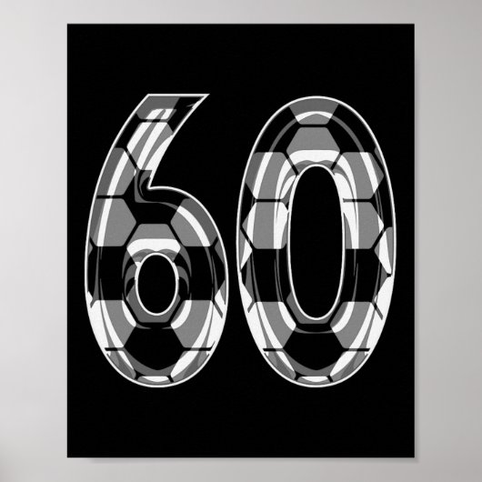 Silver Soccer Pattern Number 60 Jersey Player Unif Poster (Voorkant)