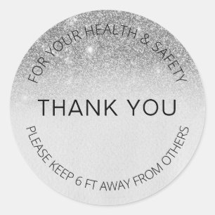 Silver Social Distancing Glitter Salon op 6 ft afs Ronde Sticker