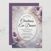 Silver Soft Amethyst Winter Christmas Eve Dinner Kaart (Voorkant / Achterkant)