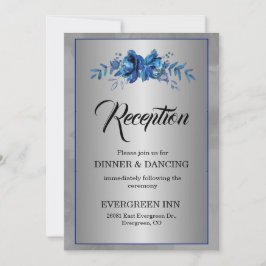 Silver Soirée Blooming Blue Affair Receptie Kaart