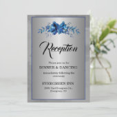 Silver Soirée Blooming Blue Affair Receptie Kaart (Staand voorkant)