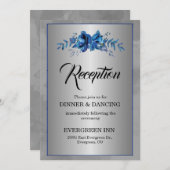Silver Soirée Blooming Blue Affair Receptie Kaart (Voorkant / Achterkant)