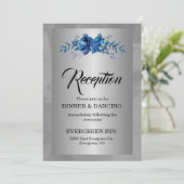 Silver Soirée: een bloeiende Blue Affair-receptie Kaart (Staand voorkant)