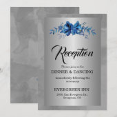 Silver Soirée: een bloeiende Blue Affair-receptie Kaart (Voorkant / Achterkant)