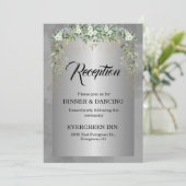 Silver Soirée: Een Blooming Blue Affair uitnodigin Kaart (Staand voorkant)