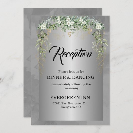 Silver Soirée: Een Blooming Blue Affair uitnodigin Kaart (Voorkant / Achterkant)