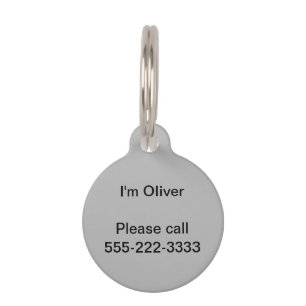 Silver Solid Color Aangepaste naam Huisdierpenning