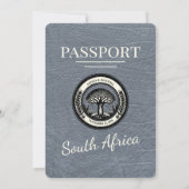 Silver South Africa Passport Wedding Invitation Kaart (Achterkant)