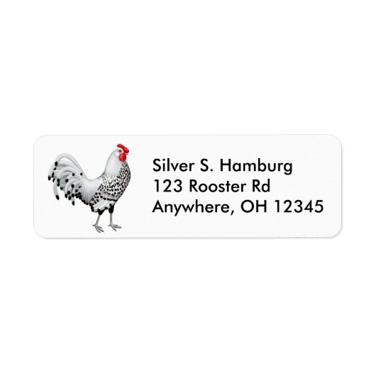Silver Spangled Hamburg Rooster Label (Voorkant)