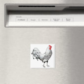 Silver Spangled Hamburg Rooster Magnet (Insitu (Vaatwasser))