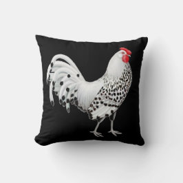 Silver Spangled Hamburg Rooster Pillow Kussen