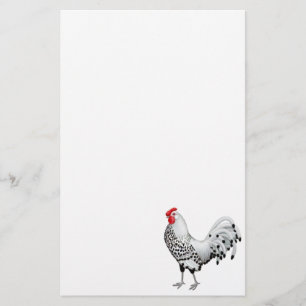 Silver Spangled Hamburg Rooster Stationery Briefpapier