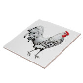 Silver Spangled Hamburg Rooster Tile Tegeltje (Zijkant)