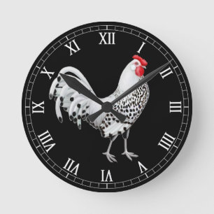 Silver Spangled Hamburg Rooster Wall klok