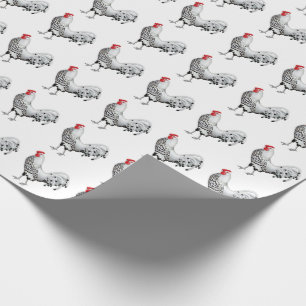 Silver Spangled Hamburg Rooster Wrapping Paper Cadeaupapier