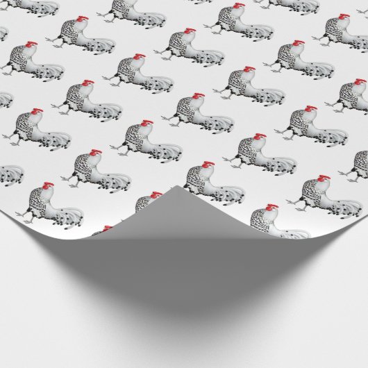 Silver Spangled Hamburg Rooster Wrapping Paper Cadeaupapier (Hoek)
