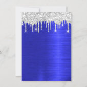 Silver Spark Glitter Drips Royal Blue Bridal 16th Kaart (Achterkant)