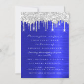 Silver Spark Glitter Drips Royal Blue Bridal 16th Kaart (Voorkant)