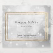 Silver Sparking Bokeh Gold Metallic Lijst Sparkling Wijnetiket (Enkel label)