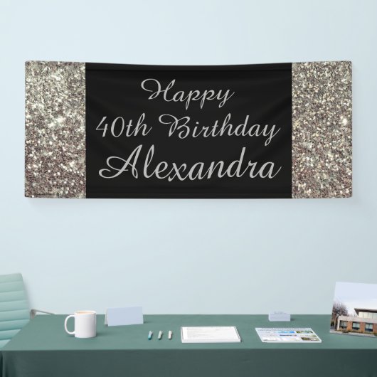 Silver Sparkle 40th Birthday Party Banner (Beurs)