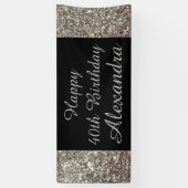 Silver Sparkle 40th Birthday Party Banner (Verticaal)