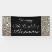 Silver Sparkle 40th Birthday Party Banner (Horizontaal)