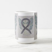 Silver Sparkle Awareness Ribbon Angel Art Mok (Center)