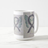 Silver Sparkle Awareness Ribbon Angel Art Mok (Voorkant rechts)