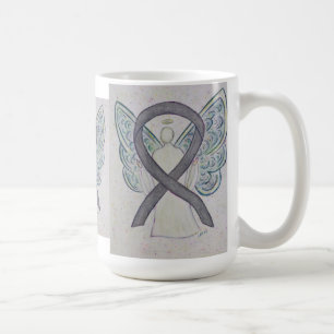 Silver Sparkle Awareness Ribbon Angel Art Mok