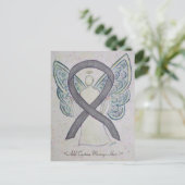Silver Sparkle Awareness Ribbon Angel Briefkaart (Staand voorkant)