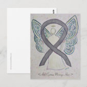 Silver Sparkle Awareness Ribbon Angel Briefkaart (Voorkant / Achterkant)