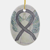 Silver Sparkle Awareness Ribbon Angel Ornament (Voorkant)